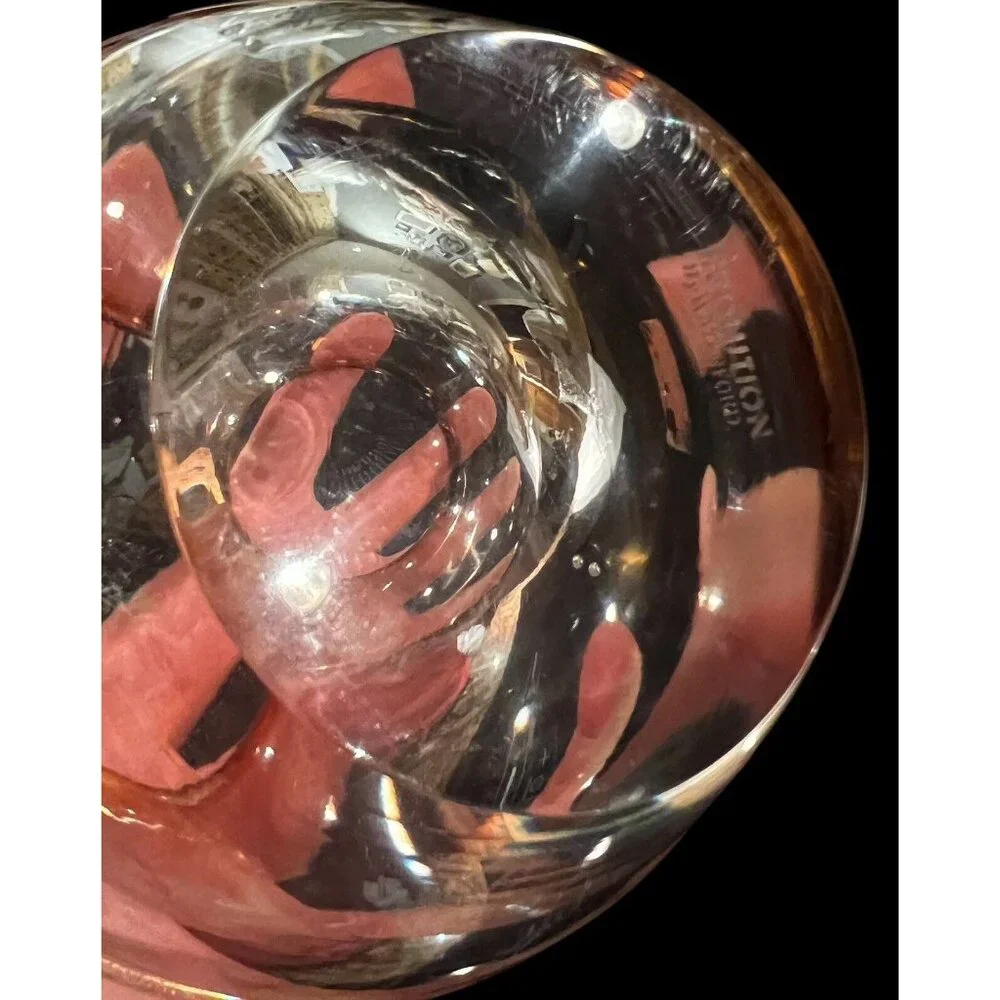 Signed Waterford Evolution Vase Crystal With Foil Amber Top Fades To Clear